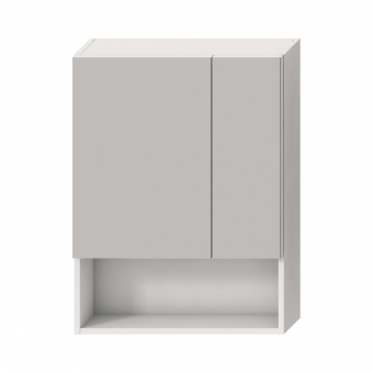 Veidrodinė spintelė Jika LYRA 600x132x800 mm, 2 durelės, su atvira lentynėle, spalva - balta 